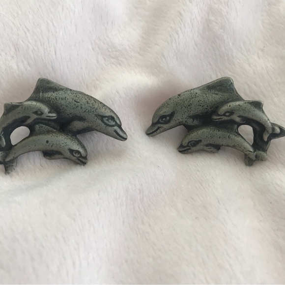 ANNE AT HOME 2 dolphin family cabinet drawer knobs pulls pewter wash - Picture 5 of 7